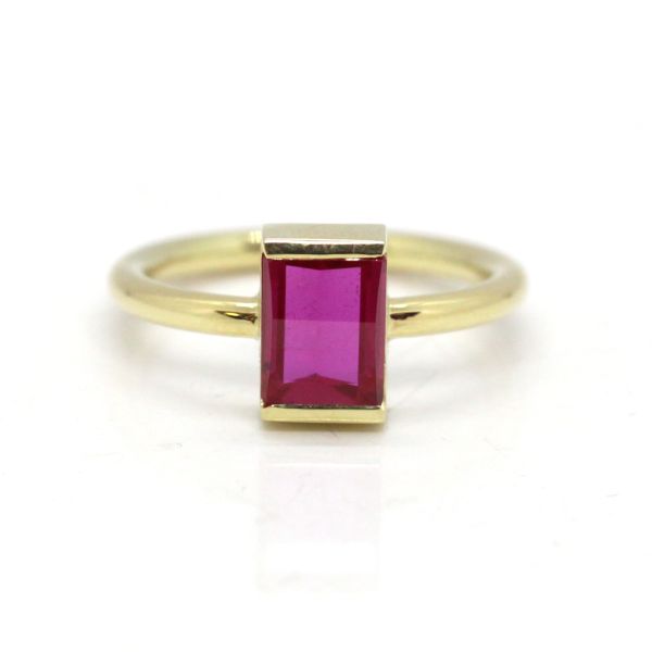 Rubin Ring 585er Gelbgold aus eigener Fertigung 2,7 Ct pinke Rubinsynthese GR 58 NEU