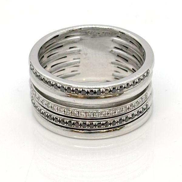 Brillant Ring 585er Weißgold kleine schwarze und weiße Diamanten im Brillantschliff GR 58 (34379)