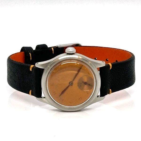 Omega Vintage Armbanduhr Handaufzug Edelstahl am Lederband Modele + Depose ca.1940 (26215)