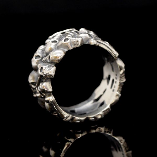 Ring "SKULLS" 925er Silber 14 mm Breit Gr 58 NEU