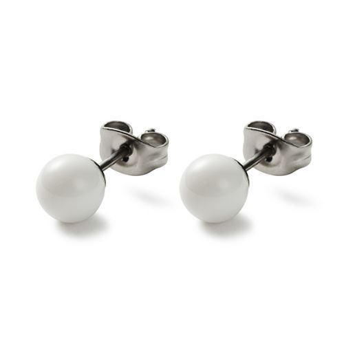 monomania Ohrstecker Achat-Perle weiß Ø 6 mm Edelstahl 31231 NEU