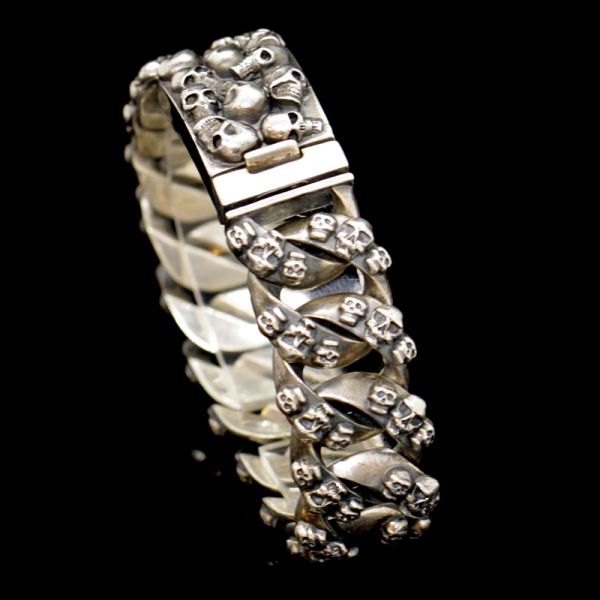 Armband Gliederarmband massiv "SKULLS" 925er Silber 18 x 190 mm NEU