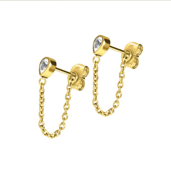 Ohrstecker "Kristall-Tropfen" Titan Goldfarbend TSO139-GO NEU