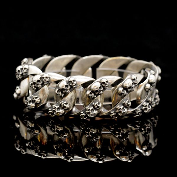 Armband Panzerarmband "SKULLS" 925er Silber versteckte Schließe 25 x 210 mm NEU