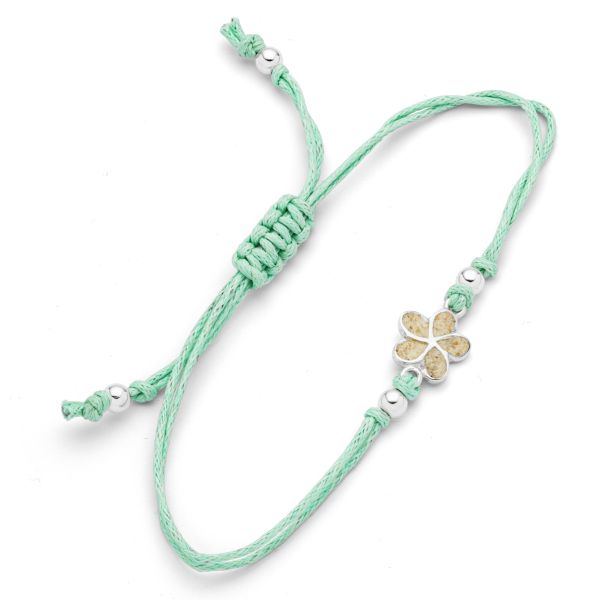 DUR Cotton-Armband "Plumeria Blüte" Strandsand 925er Silber A1990 NEU