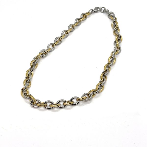 Damen Collier Edelstahl Rundanker Bi-Color 49 + 2 cm ST-00171C NEU