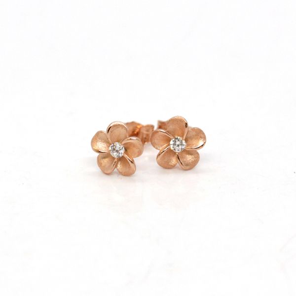 Ohrstecker Plumeria 925er Silber Rosé vergoldet mit Zirkonia BOS905091 NEU