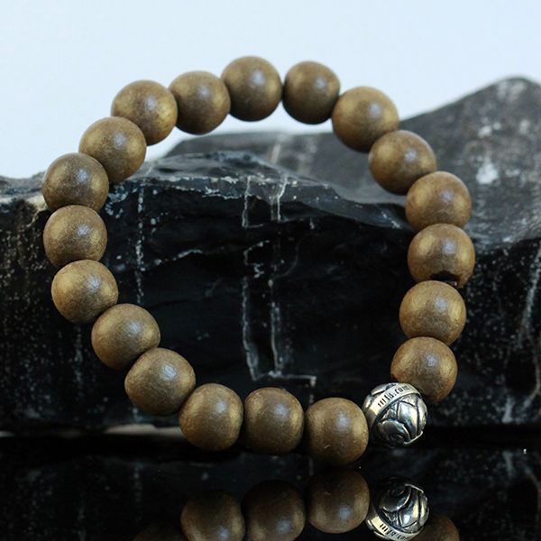 JJJ LA Ebenholz Kugel Armband "FLEUR DE LYS" 925er Silber Lilie 21 Kugeln