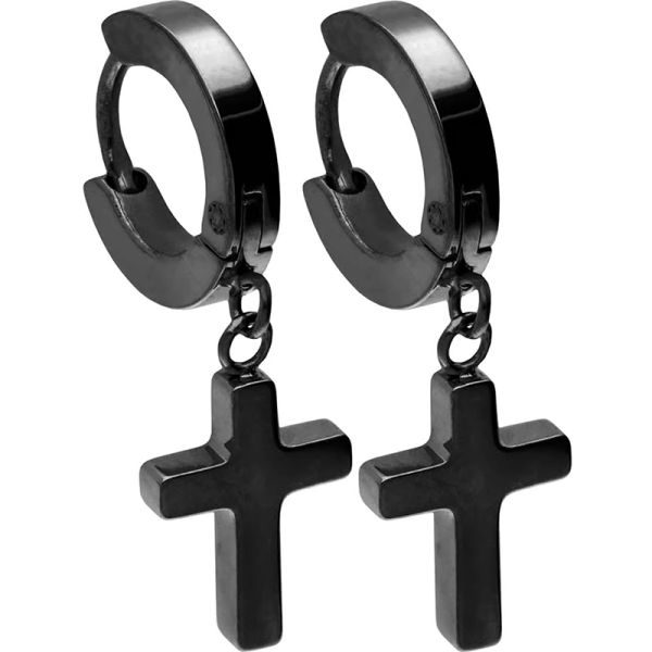 Creolen bewegliches Kreuz Chirurgenstahl 316L PVD schwarz CSO314SW NEU