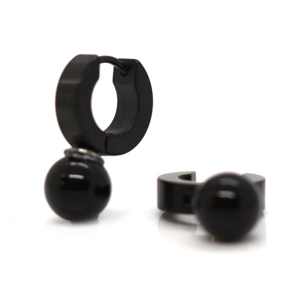 monomania Creolen Onyxperle "Black Kiss" Edelstahl PVD schwarz NEU