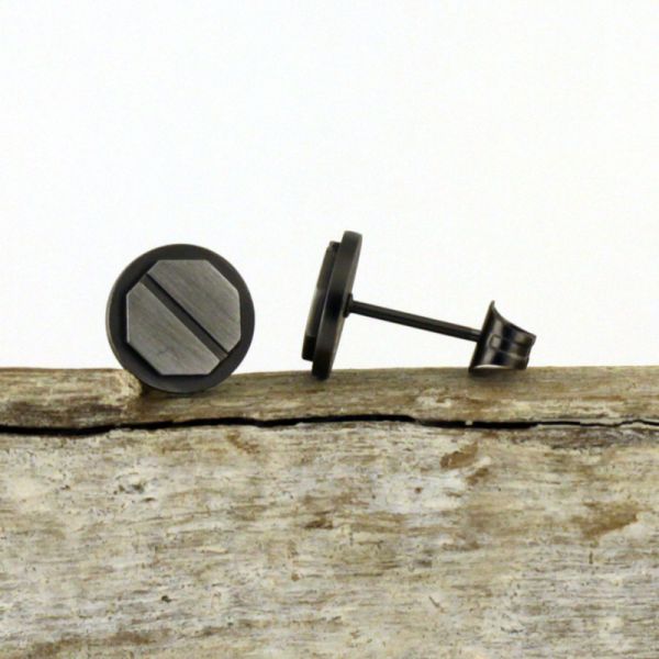 Ohrstecker "Schraube" Edelstahl Grau/SIlber Ø 9 mm ST9-085O NEU