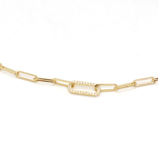 Collier "CHAIN" 925er Silber vergoldet 45+3 cm Zirkonia ES90028064 NEU