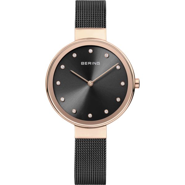 BERING Damen Armbanduhr roségold poliert schwarz 12034-166 NEU