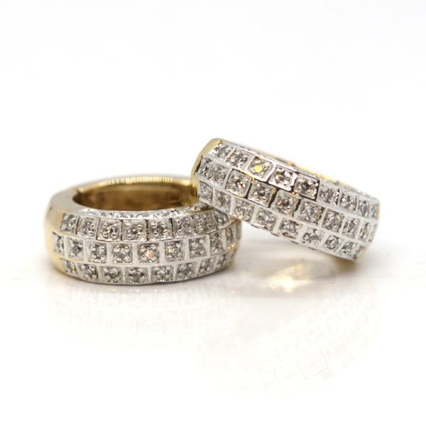 Diamant Creolen 585er Gelbgold Weißgold Diamanten im 8/8 Schliff (13602)