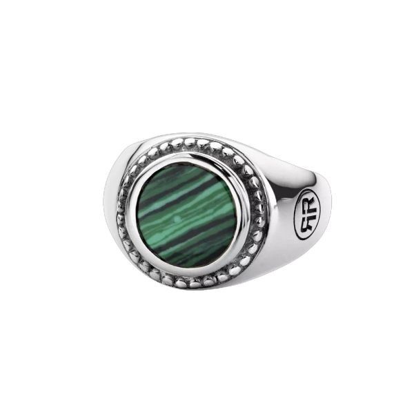 Rebel & Rose Silber Ring Siegel Malachite Rund GR 59 RR-RG013-S NEU