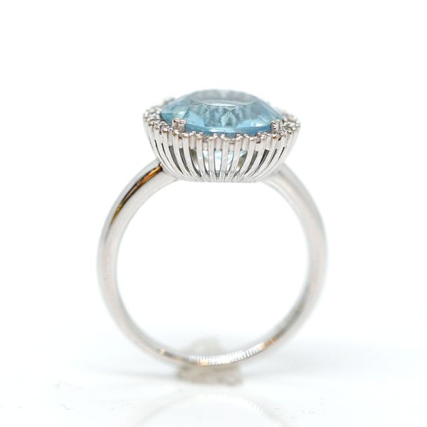 Ring Weißgold 585er mit Diamanten und Topas Gr. 56 (31653)