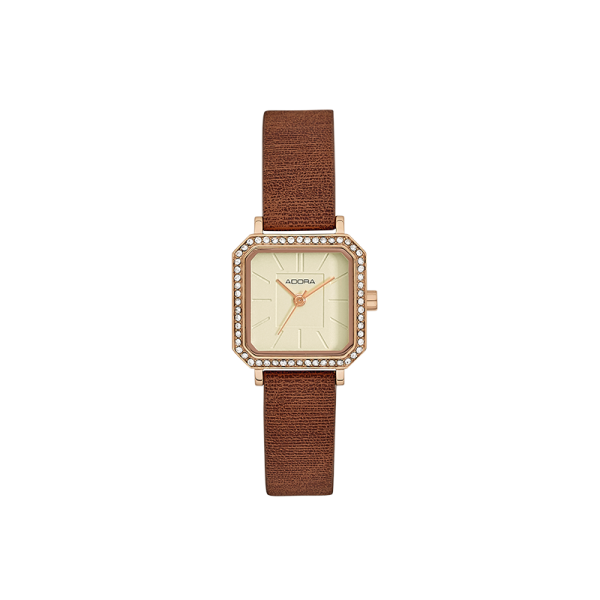 Adora Damen Armbanduhr Edelstahl IP Rosé Zirkonia Quadratisch AT5412 NEU