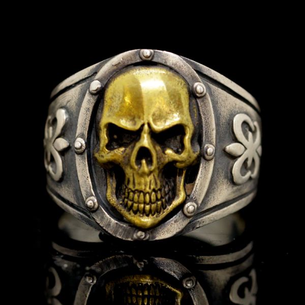 Ring "GOLD SKULL" 925er Silber mit Bronze Gr 70 by JJJ LA NEU