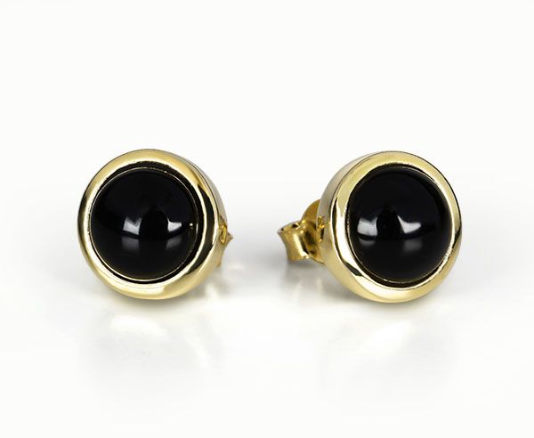 Ohrstecker Onyx Cabochon 925er Silber vergoldet 8 mm ES90025787 NEU