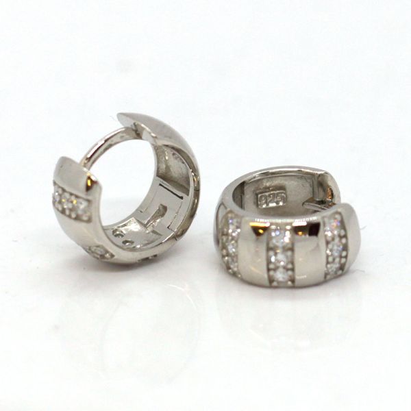 Creole Klappcreole 925er Silber rhodiniert funkelnde weiße Zirkonia NEU