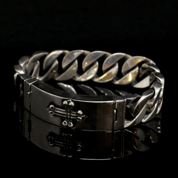 Armband Panzerarmband massiv "CROSS" 925er Silber Buckle 18 x 200 mm NEU