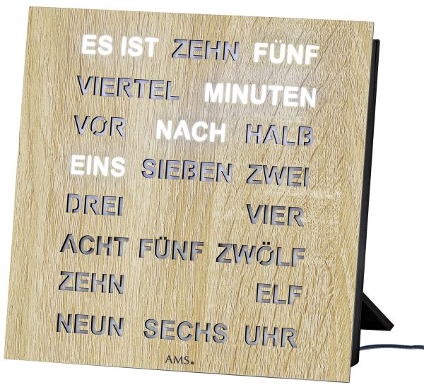 AMS Wand / Tischuhr "WORTUHR SONOMA" 1237 inkl. Netzteil NEU
