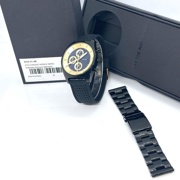 Detomaso Herren Armbanduhr "LIVE THE MOMENTUM" Quarz schwarz/gold neuwertig (37205)
