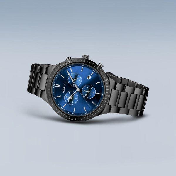 BERING Herren Armbanduhr Chrono schwarz gebürstet 11743-727 NEU