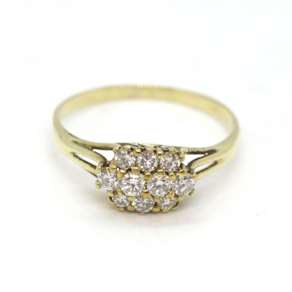 Diamant Ring 585er Gelbgold 10 Diamanten im Brillantschliff 0,5 Ct GR 60 (6798)