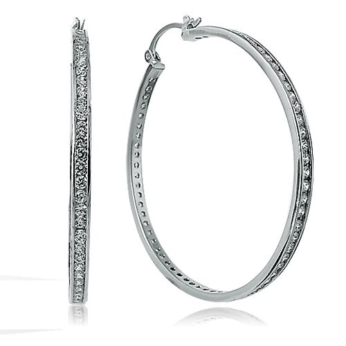 Creolen Hoops 925 er Silber rhodiniert Ø 45 mm Cz BE-RD1.5-45 NEU