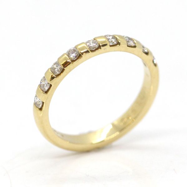 Halbmemoire Ring 750er Gelbgold 0,45 Ct Diamanten im Brillantschliff GR 56 (14423)