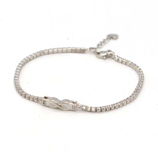 Tennis Armband "UNENDLICH" 925er Silber rhodiniert funkelnde Zirkonia 18-20 cm NEU