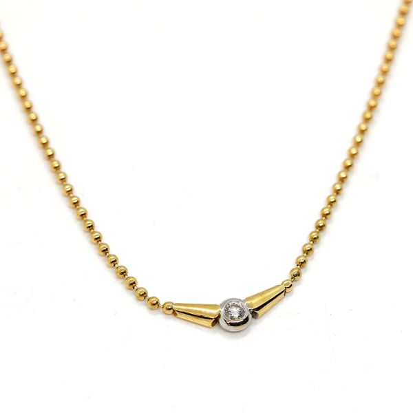 Brillant circa 0,14ct Collier 750er Gelbgold Kugelketten Muster (23283)