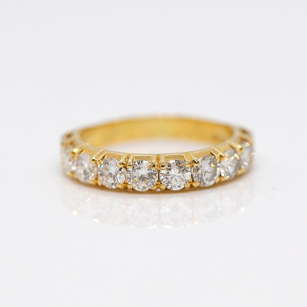 Halb Memoire Ring 750er Gelbgold mit zehn Diamanten im Brillantschliff (31442)