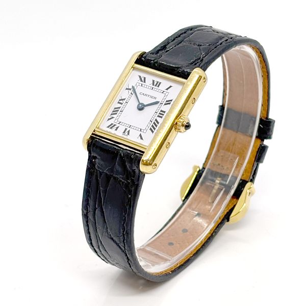 Cartier Luis Tank Armbanduhr 750er Gelbgold Quarz ca. 20 x 28 mm Box & Papiere (37405)