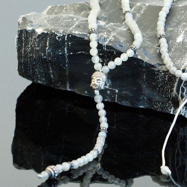 JJJ LA Triangle Halskette Labradorit Gebetskette Rosenkranz Buddha 925er Silber