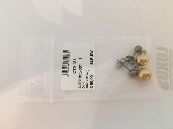 Ohrhänger Ohrstecker Kugeln Titan + IP GOLD NEU