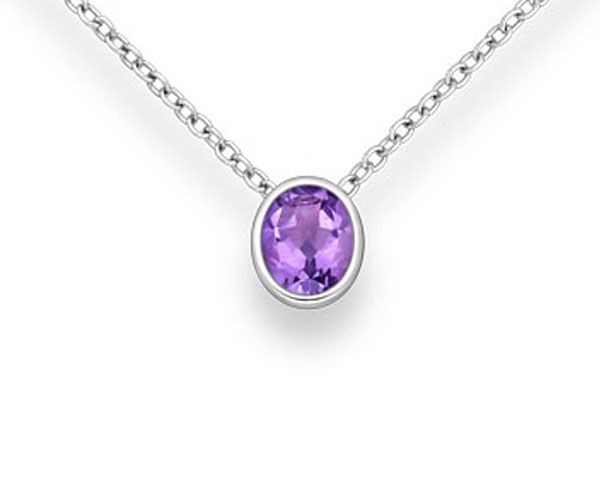 Collier "AMETHYST" 925er Silber 9 x 7 mm facettierter Amethyst 42 + 3 cm ES90031433 NEU