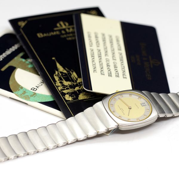 Baume & Mercier Herrenarmband Uhr Quarz Bi Color zweiteiliges Gliederarmband Ref. 5743.3 (15264)