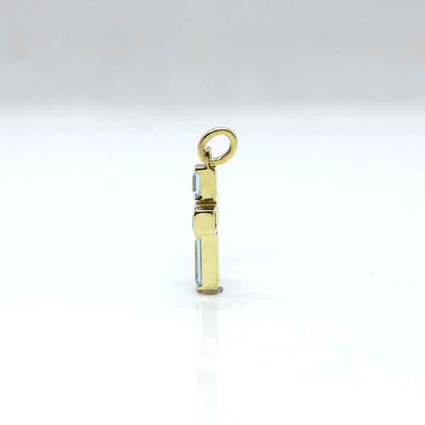 Kreuzanhänger mit Blautopas und Diamanten 585er Gelbgold (12812)