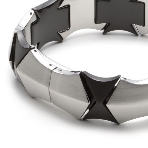 monomania Armband "Atomic" Gliederarmband Edelstahl PVD black Size L NEU