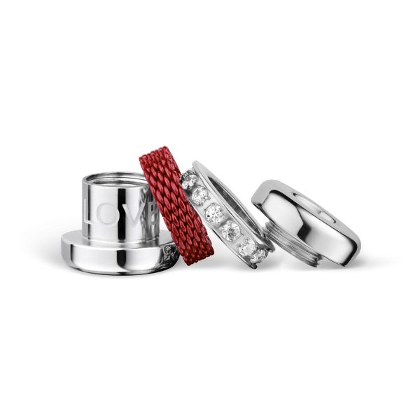 BERING Charm Set Arctic Symphony silber glänzend rot Love-6 NEU