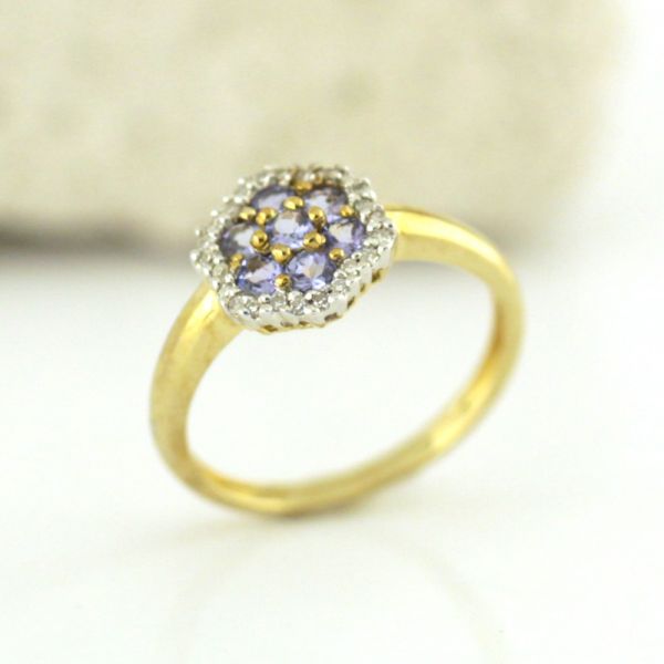 Amethyst Diamant Ring 375er Gelbgold / Weißgold GR57