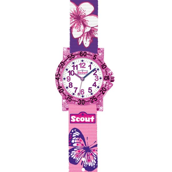 SCOUT Kinder Uhr "THE IT-COLLECTION SCHMETTERLINGE, BLÜTEN" Ø 30,5 mm 280375013 NEU