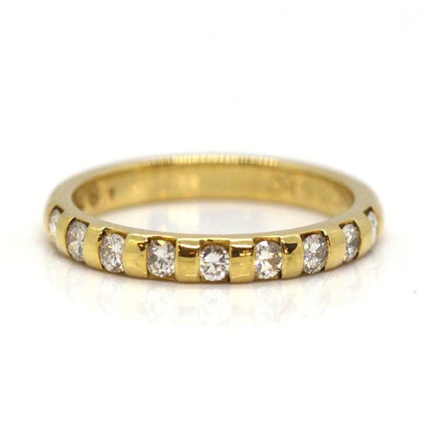 Halbmemoire Ring 750er Gelbgold 0,45 Ct Diamanten im Brillantschliff GR 56 (14423)