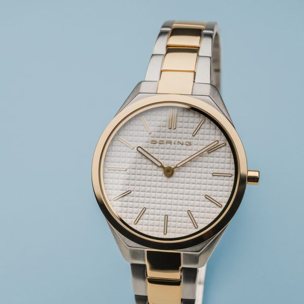 BERING Damen Armbanduhr Ultra Slim silber gold poliert gebürstet 17231-704 NEU