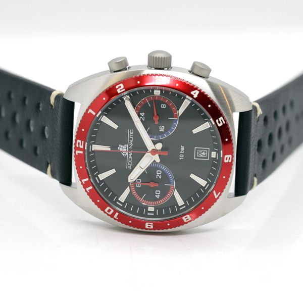 Adora Nautic Herren Armbanduhr Chronograph stahlfarben/ rot AN2312
