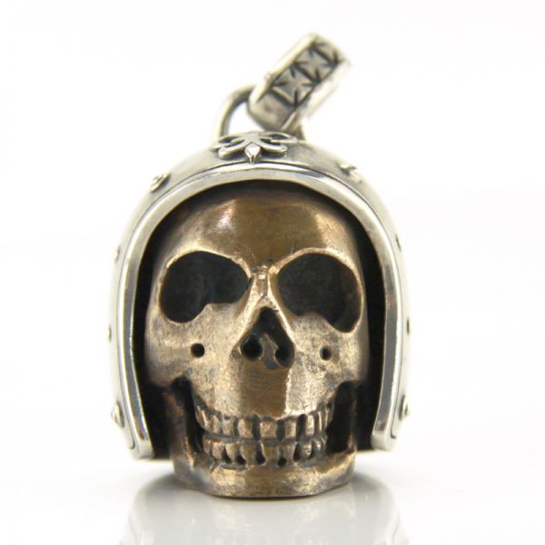 JJJ LA Anhänger "BIG BIKER SKULL BRONCE" 925er Silber kombiniert mit Bronze