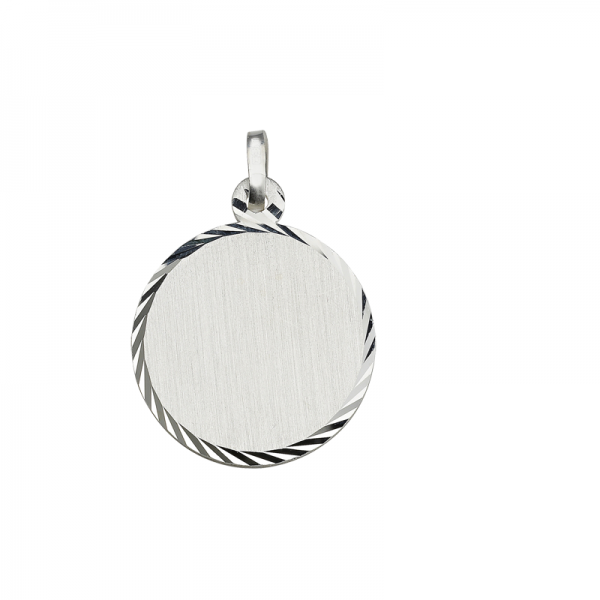 Gravuranhänger Rund 925er Silber geriffelter Rand Ø 16 mm