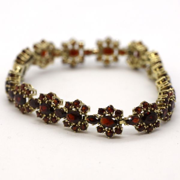 Armband Granat Gliederarmband 333er Gelbgold 190 mm (5297)